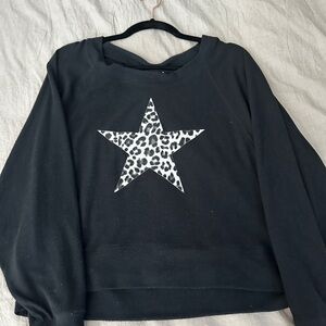 Chaser Black Leopard Star Long Sleeve Top